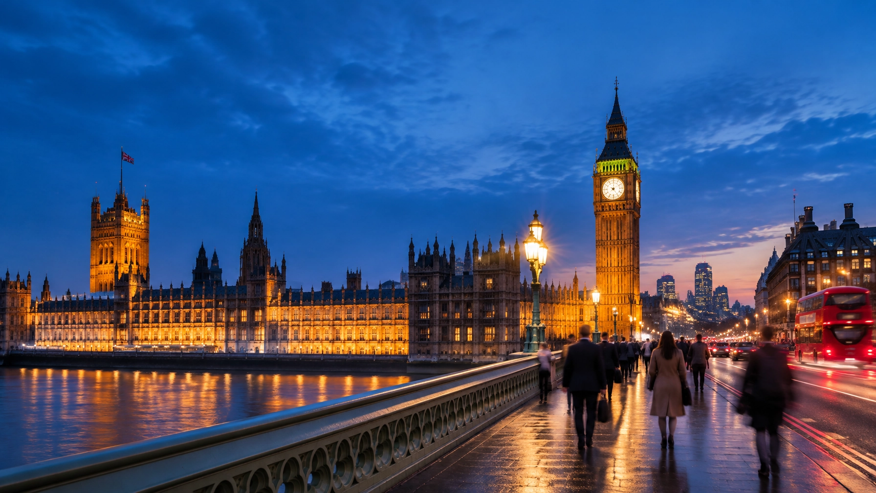 London cityscape at blue hour